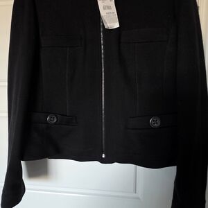 Beautiful Betty Barclay NWT Jacket, Black with Royal Blue Lining, Size Large